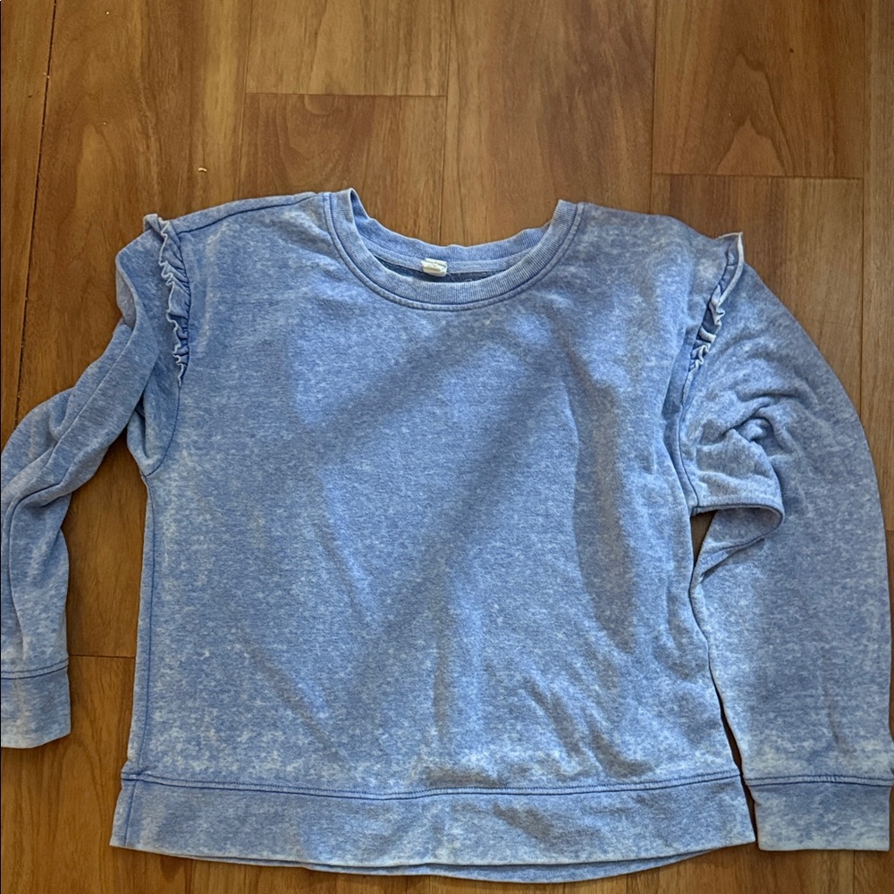 Blue Ruffle Sleeve Top